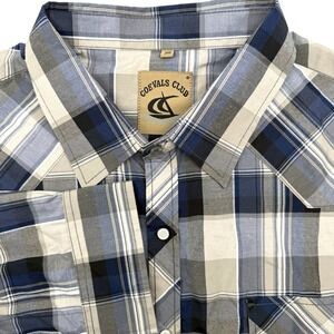 Coevals Club Men's 3XL Blue Pearl Snap Western Long Sleeve Casual Rodeo